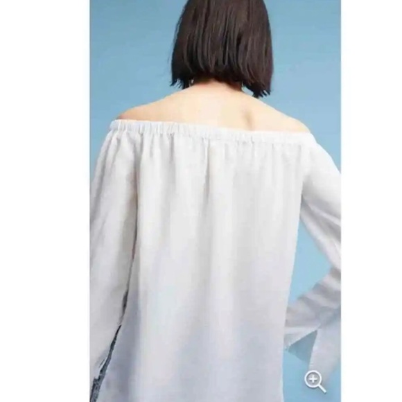 Anthropologie Cloth & Stone Sundays Off The Shoulder Top White - Picture 3 of 11